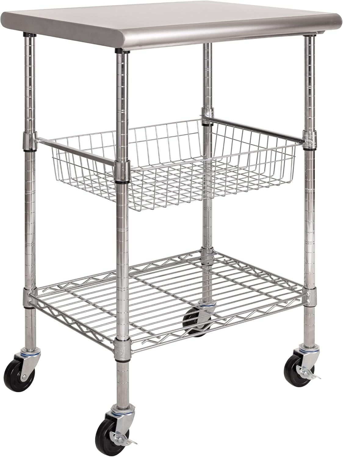 Kitchen Baking Island - Stainless Steel Commercial Prep Table Cart,