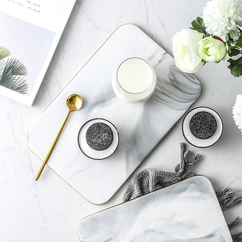 Rolling Pin Marble - Marble Ceramic Cutting Board with Glod