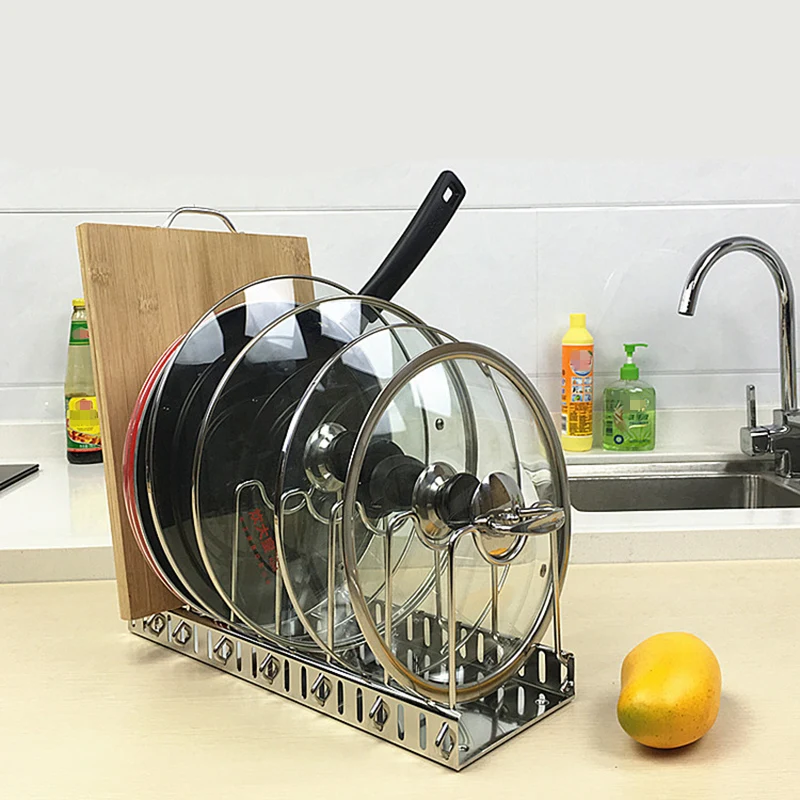 Kitchen Baking Pan Organizer - 304 Stainless Steel Adjustable Rack Pot