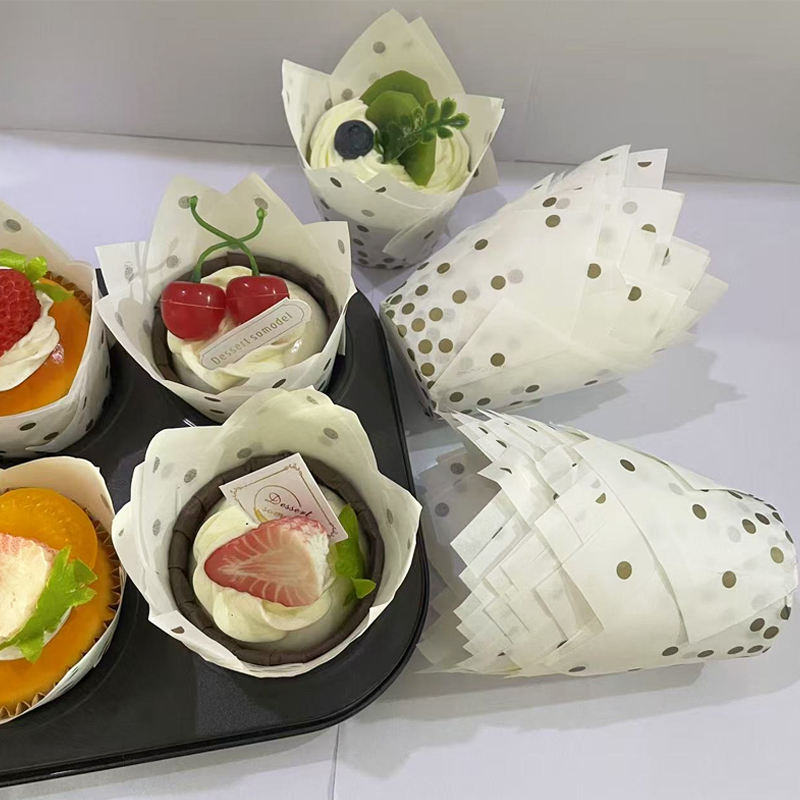 Kitchen Baking Mat - 50Pcs/100Pcs Gold Dot Tulip Cake Cups,