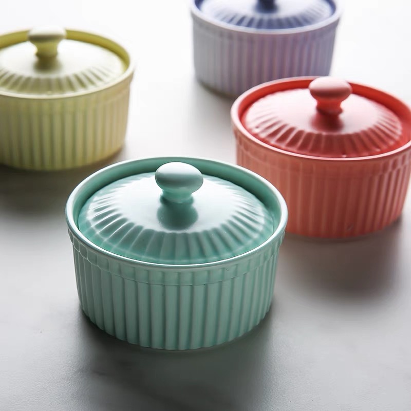 Ceramic Ramekin Bowl with Lid  - Kitchen Baking Dishes review and price