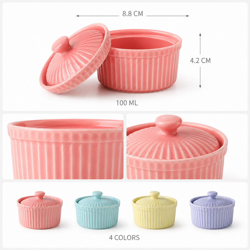 Ceramic Ramekin Bowl with Lid  - Kitchen Baking Dishes review and price