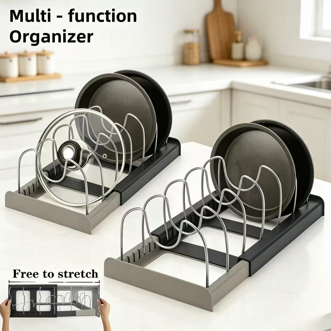 7-grid Telescopic Pot Rack,Pan - Kitchen Baking Pan Organizer review and price