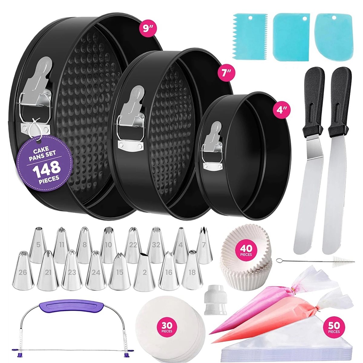 M10K 148PCS Cake Pan Set for B - Springform Pan Set review and price