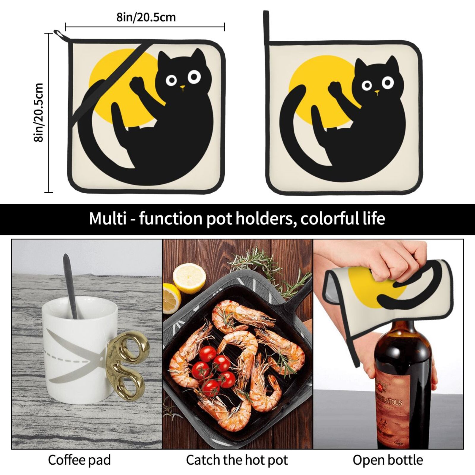 Cute Black Cat Pot Holders Set - Kitchen Baking Dishes review and price