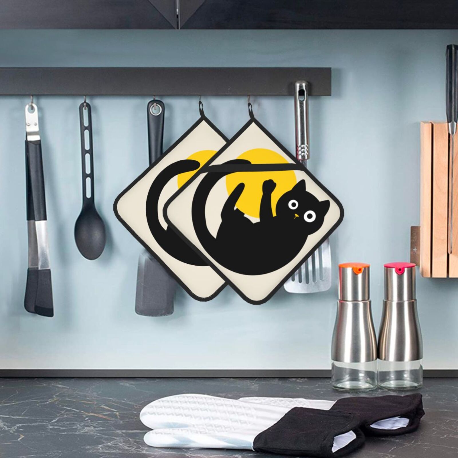 Cute Black Cat Pot Holders Set - Kitchen Baking Dishes review and price